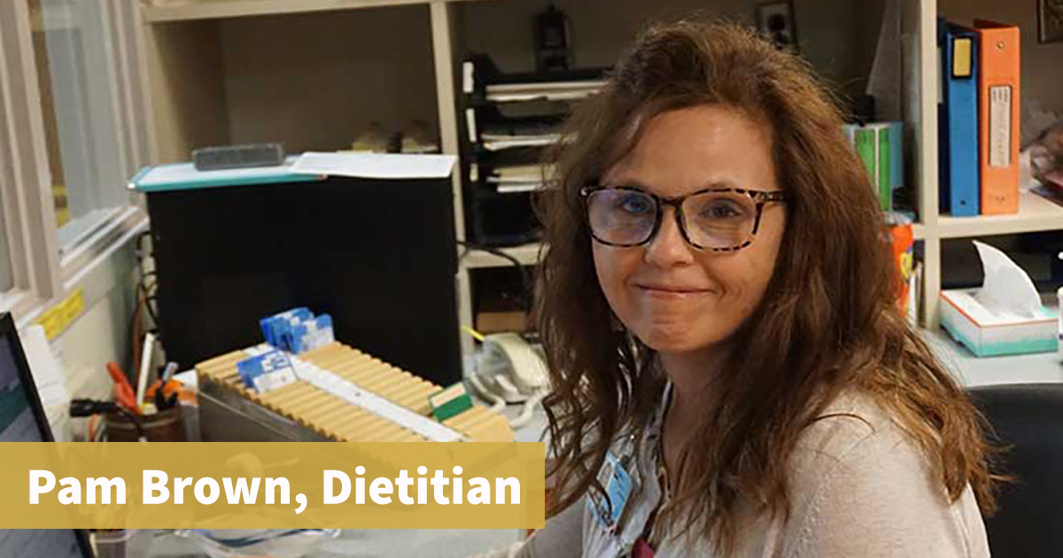 Pam Brown, Dietitian, in an office setting.